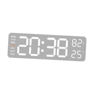 Imagem de WeiLaiKeQi Relógio de parede digital multifuncional moderno com display de temperatura e umidade, despertador led relógio de mesa para sala de estudo, Concha Branca
