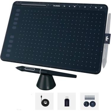 Imagem de Mesa digitalizadora HUION HS611 Tablet gráfico com 10 teclas de atalho, 8 teclas multimídia Stylus sem bateria 8192 caneta pressão inclinação digital arte tablet para pintura, design esboço iniciante