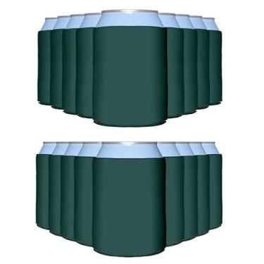 Imagem de PartyPrints 100 latas de mangas – Resfriadores de latas em branco – Manga de cerveja para latas e garrafas – Coolers de bebidas em branco – Presente de festa DIY – Coolers de latas dobráveis, Dark Green, 100