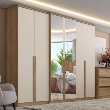 Imagem de Guarda Roupas Casal com Espelho 6 Portas 4 Gavetas Valência Full Glass THB