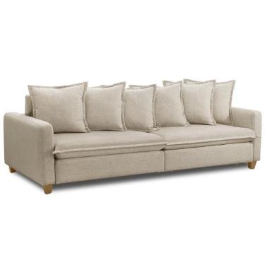 Imagem de Sofá Retrátil Para Sala Living 3 Lugares 230cm Lake F04 Linho Bege - L