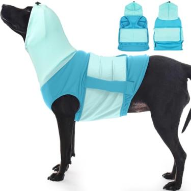 Imagem de Colete com capuz para alívio de ansiedade para cães, camisa calmante ajustável para fogos de artifício e ruído, jaqueta macia antiansiedade para labradores e cães grandes, sem mangas, leve, gola rolê,