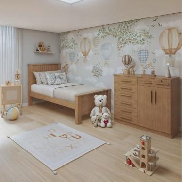 Imagem de Quarto Infantil com Cama Solteiro Athenas e Cômoda 8 Gavetas 2 Portas Toronto