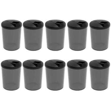 Imagem de Conjunto 10 Farinheiras Plásticas 400ml Fumê com Tampa Crippa Porta Temperos Condimentos