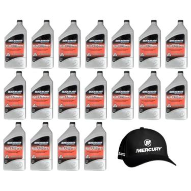 Imagem de Óleo Náutico Quicksilver TCW3 Original 1 Litro Para Motores de Popa Kit 18 Litros + Boné Mercury