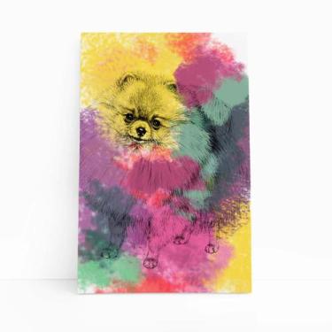 Imagem de Quadro Cachorro Lulu da Pomerânia Aquarela Canvas 20x30cm - PlimShop