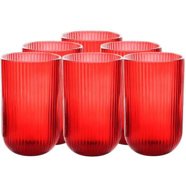 Imagem de Jogo com 6 Copos de Vidro Versalhes Vermelho 460ml