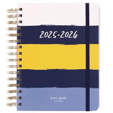 Imagem de kate spade new york Agenda grande diária 2025-2026 de agosto de 2025 a dezembro de 2026, agenda espiral semanal e mensal de capa dura com adesivos (listras pintadas negras)