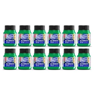 Imagem de Kit 12 Tintas Tecido Fluorescente 37ml Verde 101 - Fixação a Frio e Alta Cobertura Recomendado Para Tecidos De Algodão Sem Goma É Ideal Para Customização De Roupas, Decoração E Outras Aplicações Artísticas