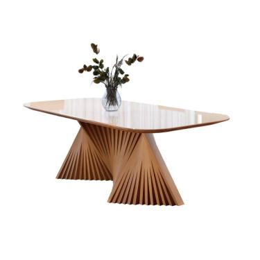 Imagem de Mesa de Jantar Madeira Maciça com Base Torcida 2,20x1,0m - Opala - Harmonia Salas