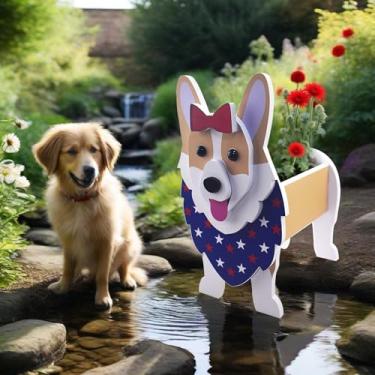 Imagem de Vaso de plantas em forma de cachorro de estimação, recipiente de armazenamento, ornamentos decorativos internos e externos, bancadas, jardim, decorações de pátio (EUA Corgi)