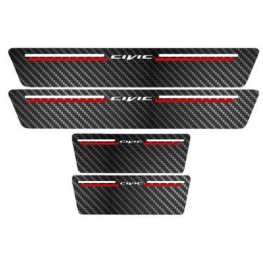 Imagem de Kit Soleira Protetora Porta Premium Red Carbono  -   Civic - Jhow Ades