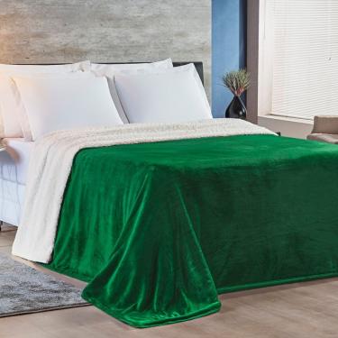 Imagem de Cobertor Pele De Carneiro Sherpa Alaska Queen 01 Peça - Verde Esmeralda