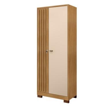 Imagem de Armário Multiuso Guarda Roupa 2 Portas Com Chave Virtus Carvalho Americano- Off White