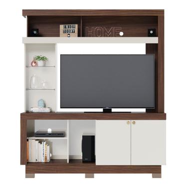Imagem de Home Para Tvs 50 3 Prateleira Nice Nogueira Real Off White