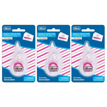 Imagem de Kit Marca Texto Em Fita Rosa Tilibra - 5mmx6m C- 3 Unidades