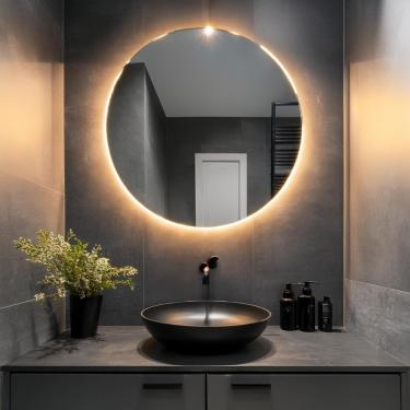 Imagem de Espelho Redondo Com Iluminação Led Branco Quente - 3000k - 80x80 Cm