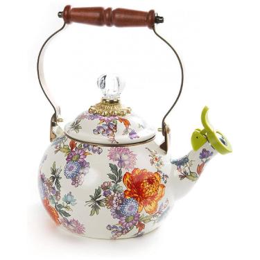 Imagem de Chaleira de Chá em Cerâmica com Apito, Branca, MACKENZIE CHILDS, Branco