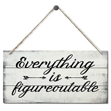 Imagem de EDCTO Placa Decorativa "Tudo É Resolvível", Arte De Parede Madeira Impressa, Placas Engraçadas Para Decoração Casa, Pendurar, Inspiração Rústica Fazenda, 30 X 15 Cm