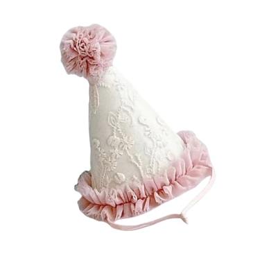 Imagem de Ubxvamm Chapéu de festa de aniversário infantil princesa acessórios de fotografia bonés cônicos para bebês meninas chapéu de tule aparado