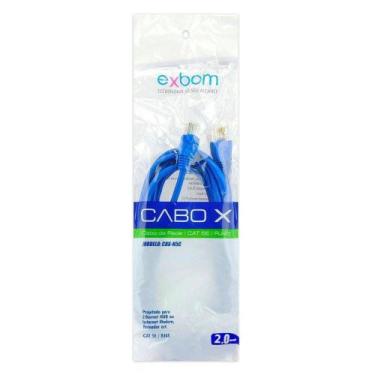 Imagem de Patch Cord 2 Metros Cabo De Rede Cat5e Azul Exbom Cbx-N5c20