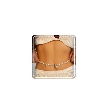 Imagem de Corrente de pérola, concha e estrela do mar, Medium, liga metálica, Sem Pedra Preciosa