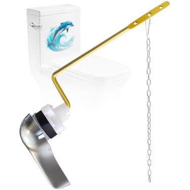 Imagem de Kit de substituição de alça de vaso sanitário universal - alavanca de descarga de tanque de vaso sanitário com corrente de aço inoxidável, compatível com Gerber, American, Standard, Kohler, TOTO,