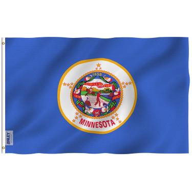 Imagem de ANLEY Fly Breeze Bandeira do estado de Minnesota de 3 x 5 pés - Cor viva e à prova de desbotamento - Cabeçalho de lona e costura dupla - Bandeiras de Minnesota MN de poliéster com ilhós de latão