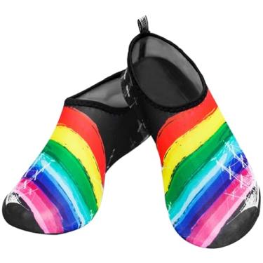 Imagem de ZJchao Sapatos de água Secagem Rápida Conforto Proteção Flexível Anti Slip Espessado Sola para Praia Piscina Atividades Poliéster Rosa Vermelha íris Multicolor Preto M L XL XXL (10)