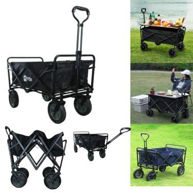 Imagem de Carrinho De Mão De Carga Dobrável Articulado Wagon Aço Transporte Suporta Atè 80kg 4 Rodas