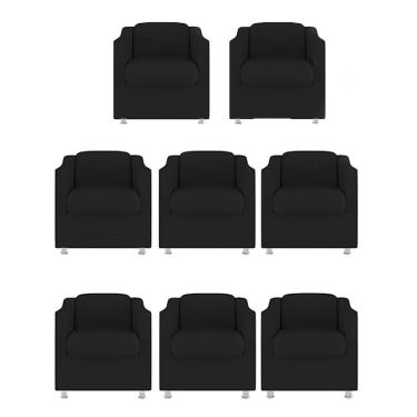 Imagem de Kit 8 Poltronas Decorativa Reforçada  Recepção Clinica Salão Suede