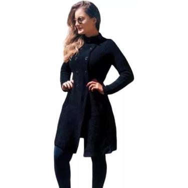 Imagem de Sobretudo Trico Feminino Casaco Inverno Mousse Botoes - AG Acessórios,