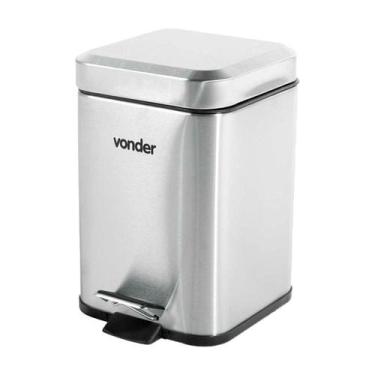 Imagem de Lixeira retangular 3 litros inox cinza vonder