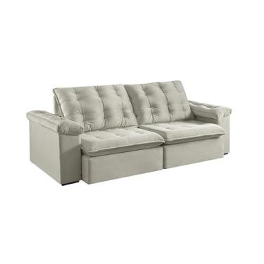 Imagem de Sofá Retrátil e Reclinável 4 Lugares Itaguaí 290cm Estofart Bege Claro