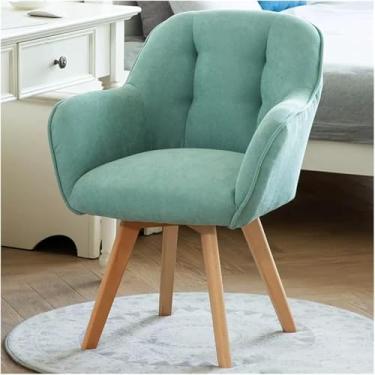 Imagem de Poltrona Giratória Cadeira De Acento Em Tecido Cadeiras De Jantar Cadeira De Mesa Sem Rodas Com Pernas De Madeira Robustas Para Espaço Pequeno, Cadeira De Braço De Veludo Cadeira, Blue