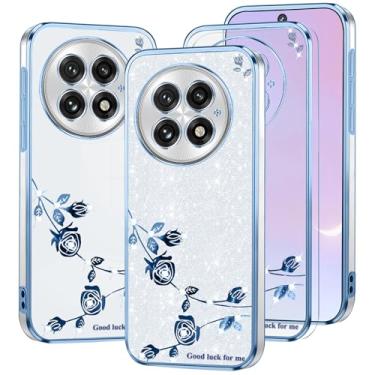 Imagem de Kainevy Capa de telefone para Oneplus 13 transparente com glitter floral, linda e fina para Oneplus 13, capa protetora de silicone à prova de choque para mulheres e meninas brilhante estética