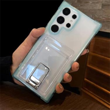 Imagem de Capa para Samsung S24Ultra de luxo, fosca, transparente, com compartimentos para carteira, suporte para cartão, capa à prova de choque (para Samsung S24Ultra/azul)