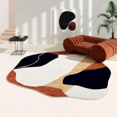 Imagem de Tapetes irregulares para sala de estar, tapete lavável moderno e minimalista para decoração de quarto, redondo e grosso (200x200 cm/A)