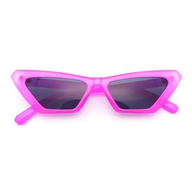 Imagem de Óculos de sol femininos Neon Pop Color 80s Squared Cat Eye, rosa, 6" (153mm) x 1 6/16" (36mm)