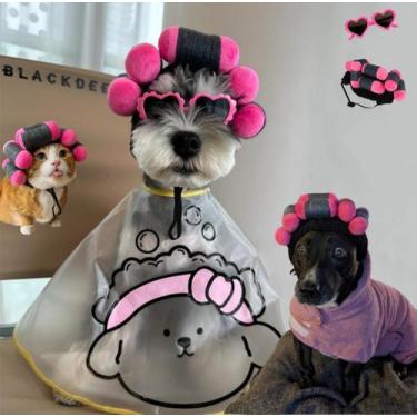 Imagem de Pet Costume AnHome Funny Dog Curler Peruca com óculos