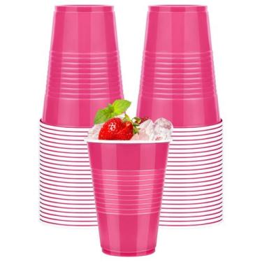 Imagem de Copos plásticos descartáveis WYTAOHZL 16 oz Hot Pink (pacote com 50)