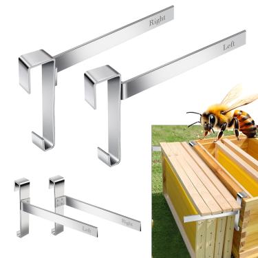 Imagem de Suporte de moldura de abelha, 4 suportes de moldura de colmeia de aço inoxidável, suporte de inspeção de colmeia, suporte de colmeia de abelha, kit inicial de caixas de colmeia de abelha, suporte de