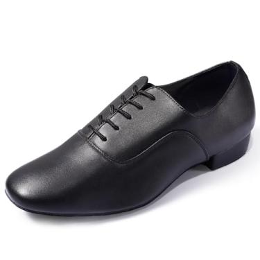 Imagem de Dynadans Sapatos masculinos de dança de salão com sola de couro, sapatos latinos para salsa, personagem tango, valsa, Preto, 40