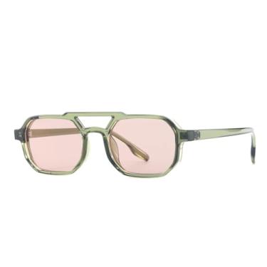 Imagem de Óculos de sol retrô fashion feminino masculino óculos de sol clássico vintage festa ao ar livre (verde champanhe)