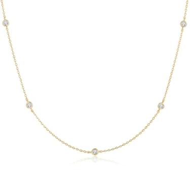 Imagem de MINDDHA Colar de estação banhado a ouro 14K/18K | Colar BTY de diamante simulado | Colar de corrente feminina CZ | Colar em camadas | 38-45 polegadas + extensor de 7 cm, 18 Inch + 3 Inch extender,