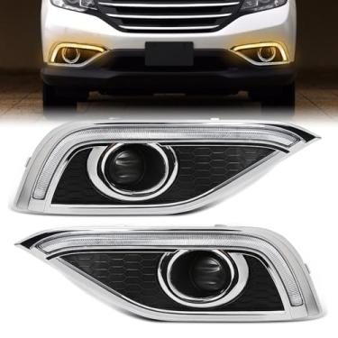 Imagem de AFOGGEST Luz de circulação diurna para Honda CRV 2012 2013 2014 lâmpada de neblina LED tricolor com luz sequencial de seta para luz de direção frontal CR-V