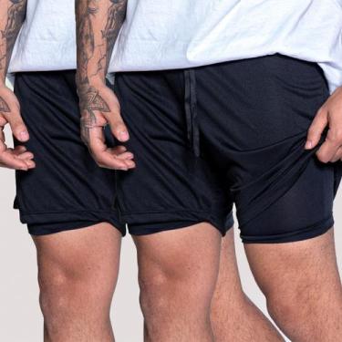 Imagem de Kit 2 Short Treino Masculino Corrida Academia Mauricinho Tactel Dryfit