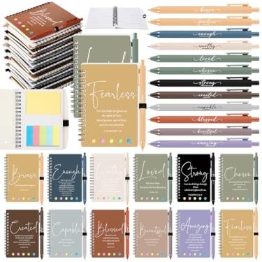 Imagem de Kosiz 60 conjuntos/120 peças de presentes cristãos a granel diário de oração religiosa com escrituras inspiradoras cadernos com caneta esferográfica da Bíblia para mulheres e homens, avós, igreja