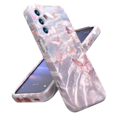 Imagem de ACKETBOX Capa para Samsung Galaxy A15, capa protetora de 3 camadas à prova de choque, híbrida resistente projetada para antiqueda, borboleta rosa antiarranhões