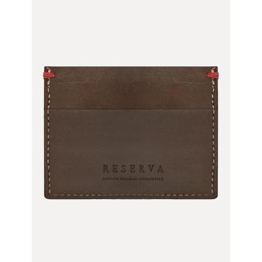 Imagem de Carteira Reserva Masculina Porta-Cartão Couro Parma Marrom Escuro-Masculino